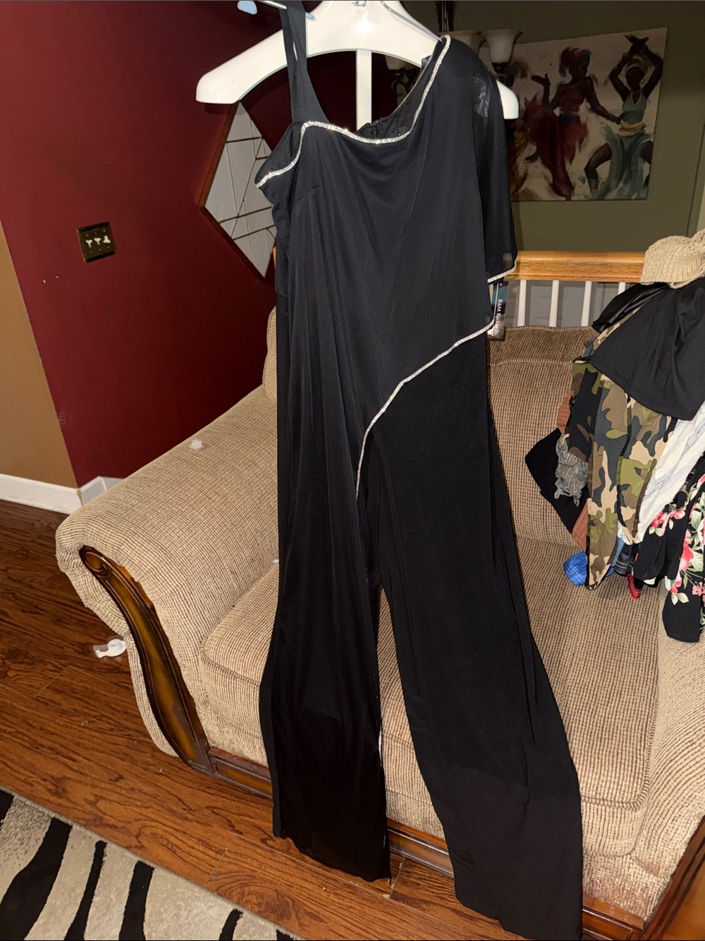Black One-Shoulder Wide-Leg Jumpsuit